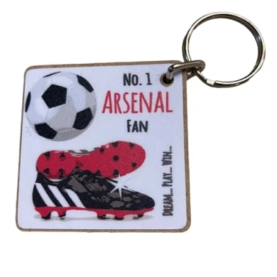 Image of WHITE COTTON CARDS Arsenal Gunners Football Club FC Fan KEYRING (K FN2)