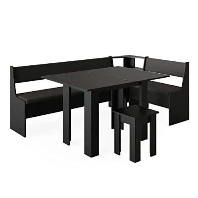 Image of Vicco Corner bench group Roman, Black, 120 x 210 cm with table