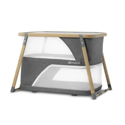 Image of Kinderkraft Cot 4 in 1 SOFI, Travel Cot, Playpen, Cradle one, Quick Folding, with Accessories, Mattress, Bag, Scandinavian Style, Two Heights, for Children from Birth, Gray