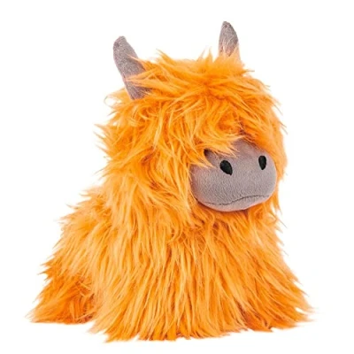 Image of Paoletti Highland Cow Faux Fur Novelty Doorstop, Orange