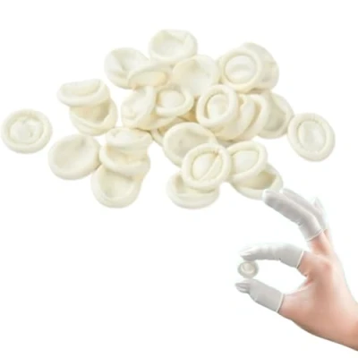 Image of 100 PCS Finger Cots Tip Rubber Protect Keeping Dressing Dry and Clean Disposable Gloves White
