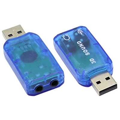 Image of zdyCGTime External 5.1 USB Stereo Sound Card,USB 2.0 to 3D Virtual Channel Audio Adapter,With 3.5mm Mic in and Out ports,Compatible With Windows Mac,PC,Notebook.(2 Pack/Blue)