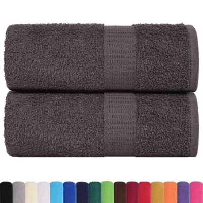 Image of vidaXL Guest Towels 2 Pack 100% Cotton 30x50 cm Anthracite Absorbent Gym/Hand with Hanging Loop Machine Washable