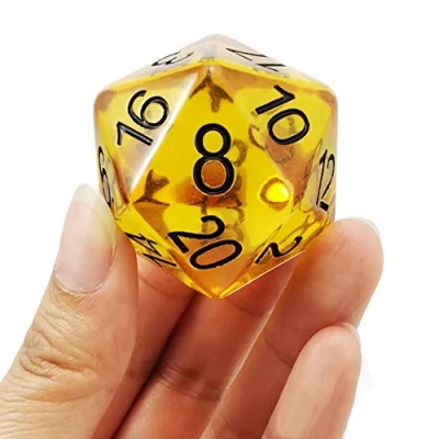 Image of Bescon Amber Jumbo D20 38MM, Big Size 20 Sides Dice, Faces Cube 1.5 inch