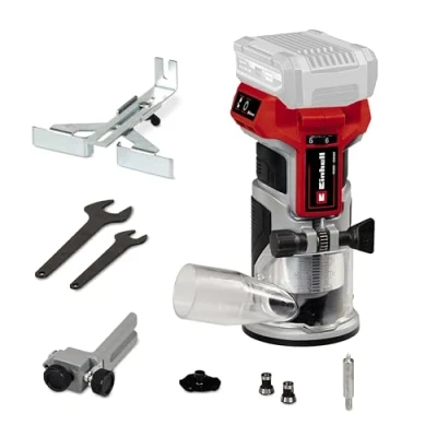 Image of Einhell Power X Change 18V Cordless Palm Router Tool Brushless Motor, 40mm Stroke Height, Fine Depth Adjustment TP ET 18 Li BL Hand Woodworking Battery and Charger Not Included