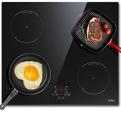Image of Hobsir Hob Induction 4 Zones Built in Electric 60cm Cooker 6400w Touch control, Child safety Lock, Stop&amp;go Function, Hard Wire, No Plug Included