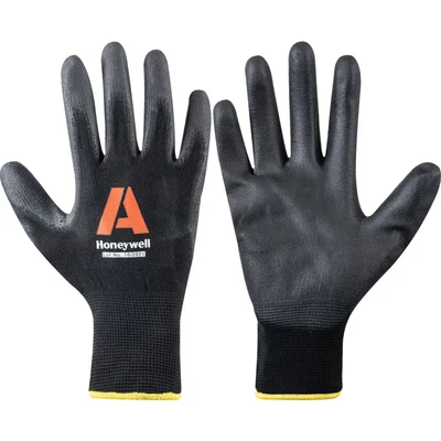 Image of Honeywell 2132251 Vertigo Black PU C&amp;G 1 Cut Protection Gloves, 100% Polyamide Knitted 25 cm Length, Suited for Precision Work, Size 8, 08 (Pack of 10 Pairs)