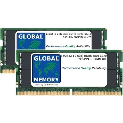 Image of 64GB (2 x 32GB) DDR5 4800MHz PC5 38400 262 PIN SODIMM MEMORY RAM KIT COMPATIBLE WITH LAPTOPS/NOTEBOOKS