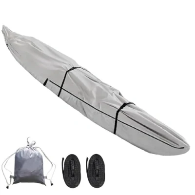 Image of Kayak Covers with Zip 420D Canoe Cover for Outdoor Storage Rain Protection Waterproof Dust Sunblock Boat Canoe(Gray,18FT)