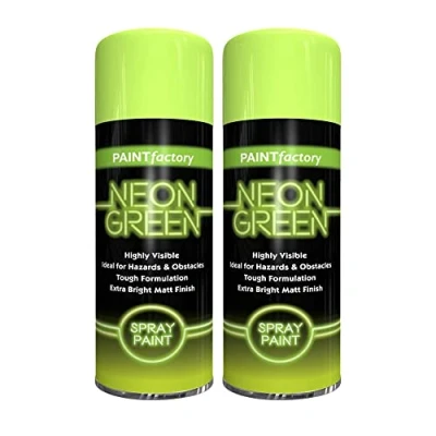 Image of Classic Signature 2 x Neon Green 200ML, Spray Paint Aerosol Fluorescent Bright Graffiti (Banksey) Matt Finish