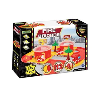 Image of Wader 53510 Play Tracks City Brigade Playset with Easy Assembly, Road System 3.1 m, Includes Fire Stations, Vehicles, Decorations and Stickers, from 1 Year, Multicoloured, Standard