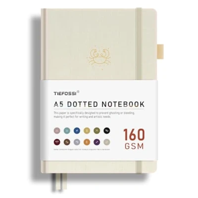 Image of TIEFOSSI Bullet Dotted Journal, 160GSM Bleed Proof Thick Paper, Constellations Dot Notebook, Cancer Journal for Women, 256 Numbered Grid Pages