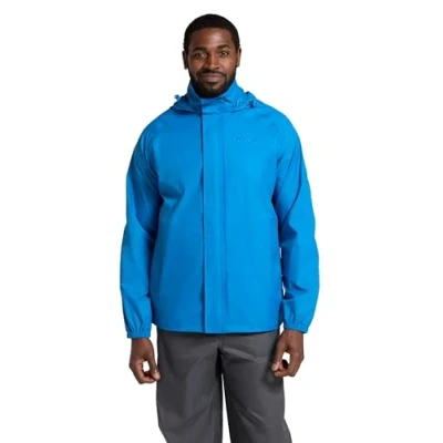 Image of Mountain Warehouse Pakka Mens Waterproof Packable Jacket IsoDry, Lightweight &amp; Breathable Raincoat with Taped Seams Packaway Bag For Spring Summer Travel Bright Blue XXL