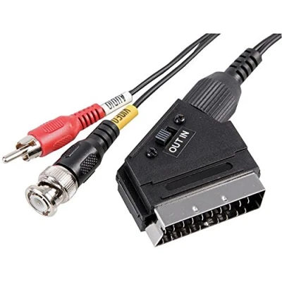 Image of Pro Signal PSG08099 SCART Male to BNC &amp; Phono (RCA) Lead, 1.5m, Black
