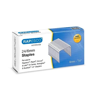 Image of Rapesco S24602Z3 Type 24/6 mm (No.16) Galvanised Staples, Pack of 5000