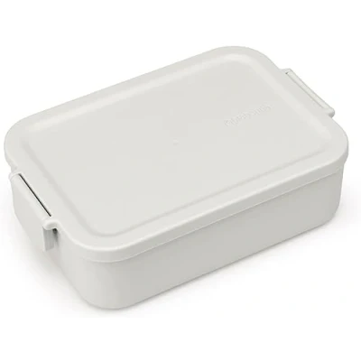 Image of Brabantia Make &amp; Take Lunch Box Medium Volume (1.1L) BPA Free Lid with Clips Suitable for Freezer Dishwasher Microwave Safe Light Grey 20 x 13.5 5.5 cm