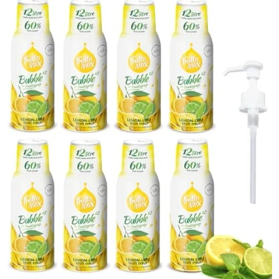Image of 8 Pack FruttaMax Fruit Syrup Concentrate Less Sugar with 60% Content Suitable for soda Machine (8x500ml) (8 x Lemon Lime)