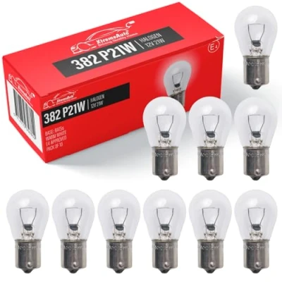 Image of Xtremeauto 382 P21W Car Bulbs 10 Pack Light Bulbs, Replace Indicator Bulb, Brake Stop And Tail Clear 12V BA15S Rear Break Lights