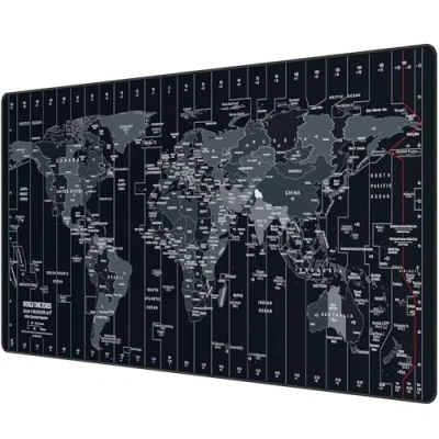 Image of Anpollo Gaming Mouse Pad (900x400x3mm) Extended Mat Large Non Slip Desk with Precision Locked Edges Comfortable Keyboard Suitable for Office Gamer Home Black World Map