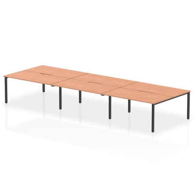 Image of Evolve Plus 1600mm B2B 6 Person Bench Desk Beech Top Black Frame