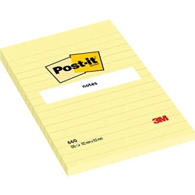 Image of Post it Notes Large Format Ruled 102x152mm 100 Sheets Yellow (Pack 6) 66