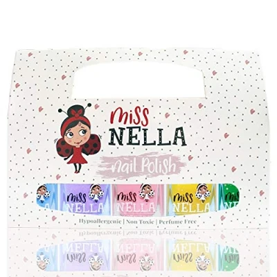 Image of Miss Nella SPRING IT ON Nagellack 5er Set Blau, Lila, Rosa, Gelb &amp; Grün abziehbarer speziell für Kinder, Peel Off Formel, ungiftig, wasserbasiert und geruchsneutral