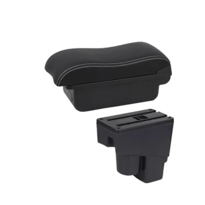 Image of SHUGWA Car Armrest Storage box For Fit Jazz 2002 2003 2004 2005 2006 2007 Dedicated accessories Cover(A2 Black white NOUSB)