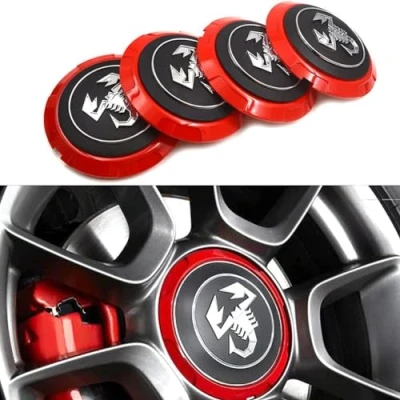Image of HFLKKC 4pcs Car Hub Centre Caps, For Abarth, 133mm, Waterproof Wheel Cover, Wear Resistant Rim Caps Replacements, Protectors Trim Accessories