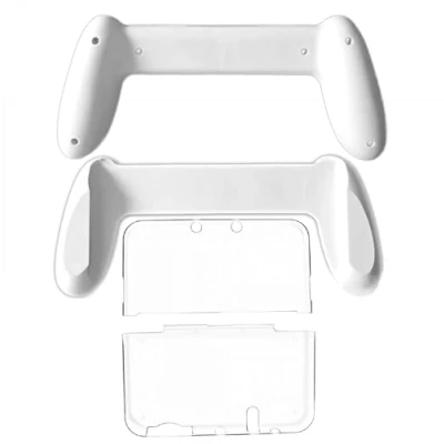 Image of White New3DSXL Extra Gaming Handle Hand Grips + Crystal Protective Shell, for New 3DS New3DS XL/LL 3DSXL 3DLL Handheld Console, Lightweight Prosthetics Holder Special Split Type Clear Case