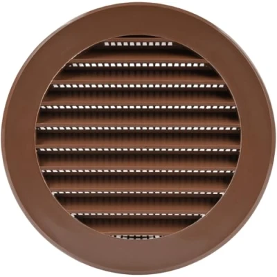 Image of Vent Systems 100 mm / 4&quot; Inch Round Soffit Cover Brown Louvered Plastic Grill Grille with Screen Mesh HVAC, Ducting, Pipe Air Supply Vents for Bathroom, Kitchen