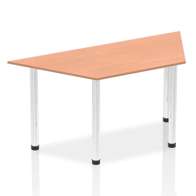 Image of Impulse 1600mm Trapezium Beech Top Chrome Post Leg