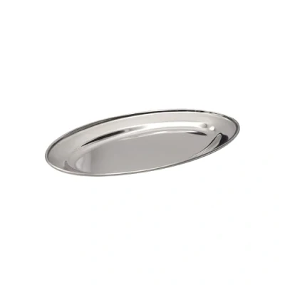 Image of Buckingham Stainless Steel Heavy Gauge Oval Tray Plate/Meat Platter/Serving Dish 25cm, Silver, 25 x 12 2 cm