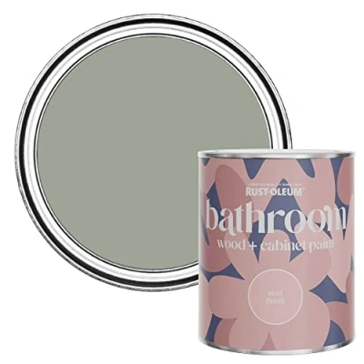 Image of Rust Oleum Green Moisture Resistant Bathroom Wood and Cabinet Paint in Matt Finish TEA LEAF 750ML