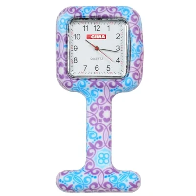 Image of Gima Silicone Nurse Watch, Square Dial, Purple and Sky Blue Pattern