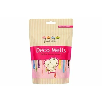 Image of FunCakes Deco Melts White Dip, Drip, Drizzle and Decorate Melt in The Microwave Pour Every Shape Make Candy, Drip Cakes, Lollipops Cookies Cupcakes AZO Free 250 g