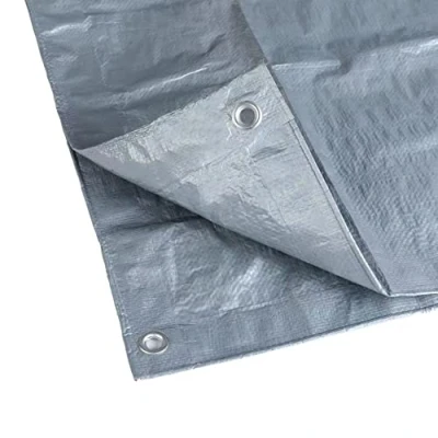 Image of KAV Universal Premium Cover Tarpaulin Waterproof Heavy Duty Tarp with Eyelets Ground Sheet in Grey for Garden Furniture, Pool, Car, Truck (4 x 6 FT)