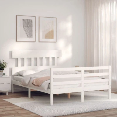 Image of vidaXL Bed Frame without Mattress White Small Double Solid Wood