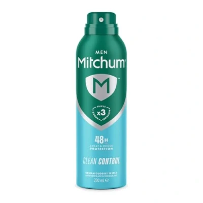Image of Mitchum Men Triple Odor Defense 48HR Protection Deodorant Spray &amp; Antiperspirant (200ml) Clean Control, Dermatologist Tested (Packaging may vary)