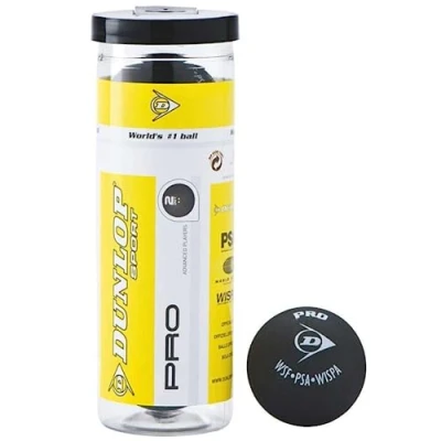 Image of Dunlop Pro Squash Ball 3 Tube Unisex Adult Black