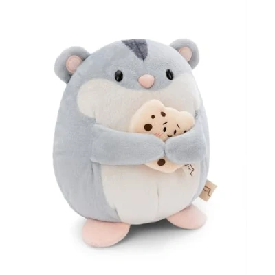 Image of NICI 61150 Soft Toy Hamster Shai 16cm with Cookie Box 11x12x6,5cm Grey Cuddly Cute Plush to Snuggle and Play with, for Children &amp; Adults, Gift idea