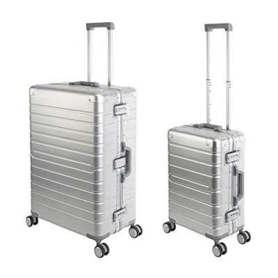 Image of Travelhouse Oslo T6005 Aluminium Travel Suitcase in Various Sizes and Colours, silver, Handgepäck &amp; Großer Koffer Set, Luggage Set