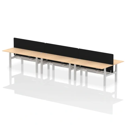 Image of Air B2B 1800x800mm Adjustable 6P Bench Desk CP Maple/Silver + Screen