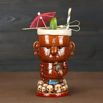 Image of Tiki Mugs Ceramic Hawaiian Cocktail Mug,Ceramic Party Drinkware Exotic Glasses Bar Professional Barware 450ML