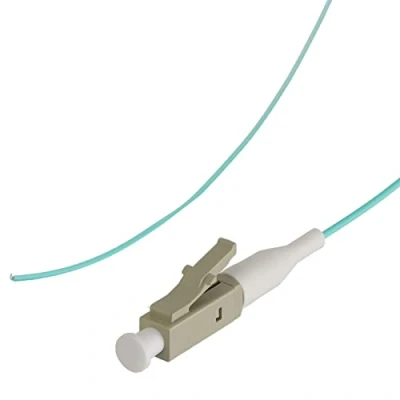 Image of kenable OM3 Fibre Optic LC Pigtail Simplex MM 50 125 Splicing LSZH Cable 1m Aqua [1 metres]