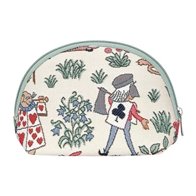 Image of Signare Tapestry Cosmetic Bag Makeup for Women with Garden Flowers and Creatures (Alice in Wonderland, COSM Alice)