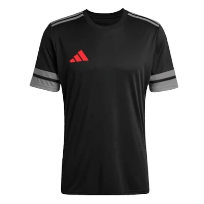 Image of adidas Performance SQUADRA25 Short Sleeve Sports Tshirt, Men&#039;s, Size: Medium, Black/team grey four/pure ruby