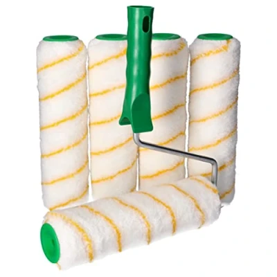 Image of Toolspace Set of 6 Professional Paint Rollers, 5 Rollers (Width 25cm) 12mm Pile Polyacrylic Bracket 8mm/25cm Telescopic Rod Attachable Accessories Facade Plaster Roller