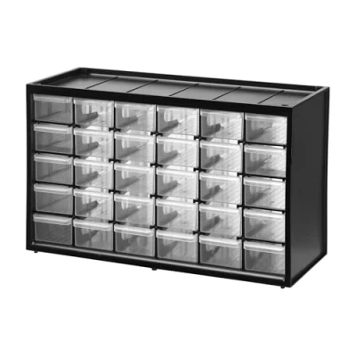 Image of Stanley 1 93 980 Storage Box with compartments, Black/Transparent
