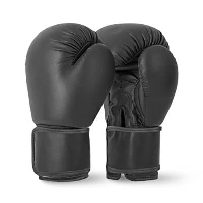 Image of Lions Kids Boxing Gloves 4oz 6oz 8oz Sparring Martial Arts Punch Bag Training Mitts (Plain Black, 8oz)