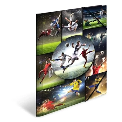 Image of HERMA Collector&#039;s Folders A3 Football Set, 3 Pieces, Children&#039;s Cardboard Corner Folder with Sport Motif, Elastic Band, Inner Flaps and Print for Boys Girls